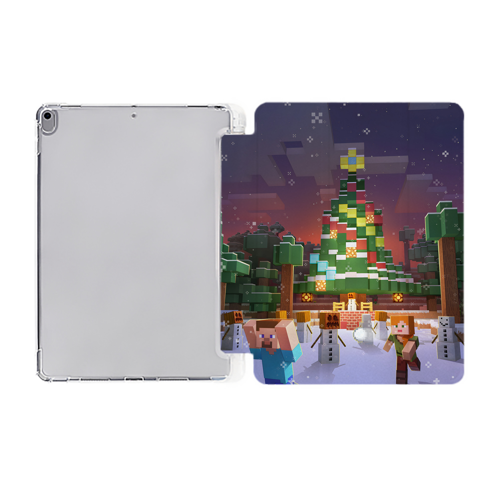 （画像用） マインクラフト ブロックの世界 Minecraft MC Block world IPad ケース ペン収納付き 三つ折りスタンド PUレザー×シリコン 対応機種9.5/10.5/10.9インチ